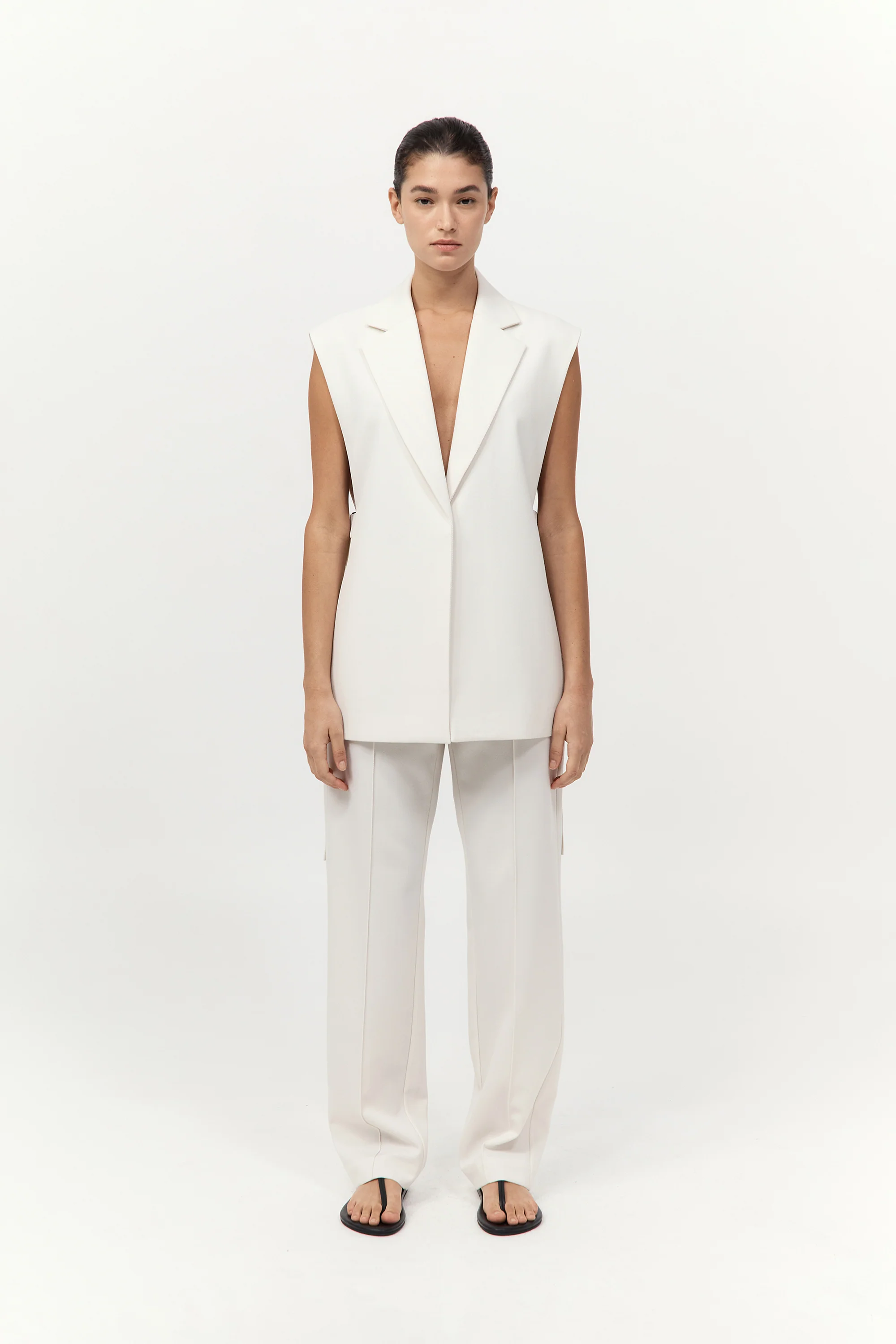 Relaxed Side Tie Vest - Off White