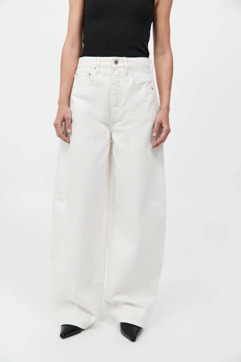 Mid Rise Balloon Jeans - White