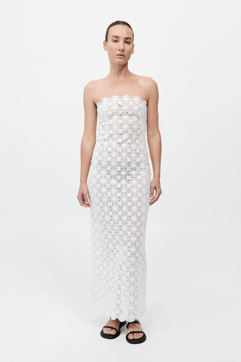 Doily Column Dress - White