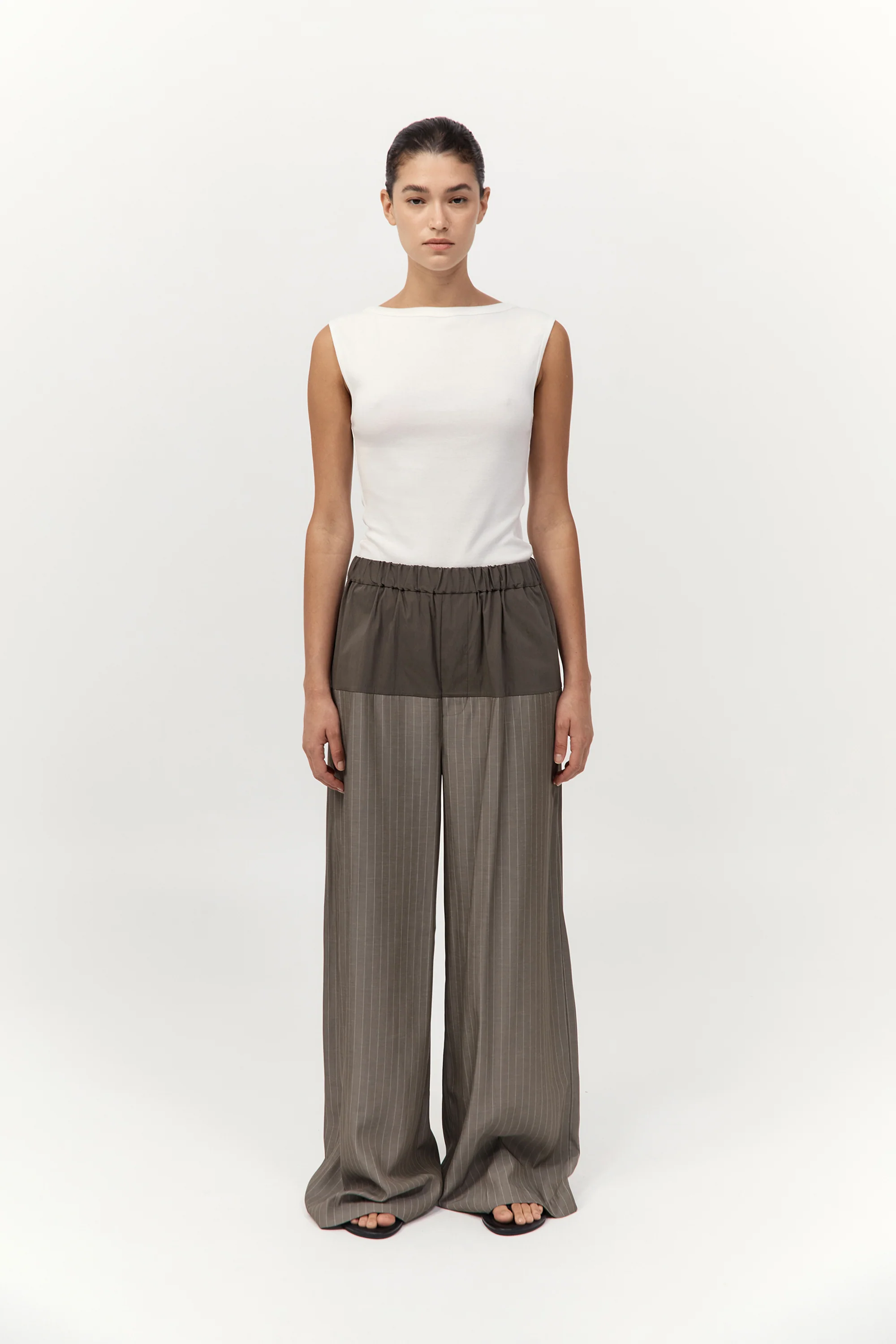 Relaxed Splice Pants - Khaki Pinstripe