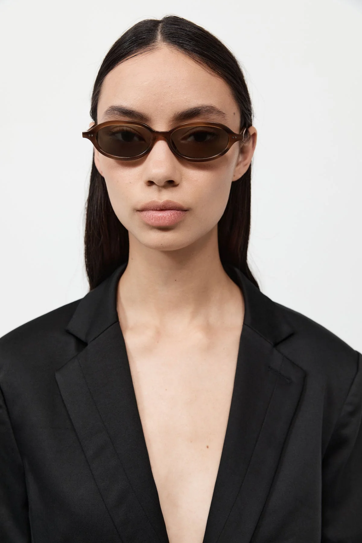 90s Slim Oval Sunglasses - Tortoiseshell
