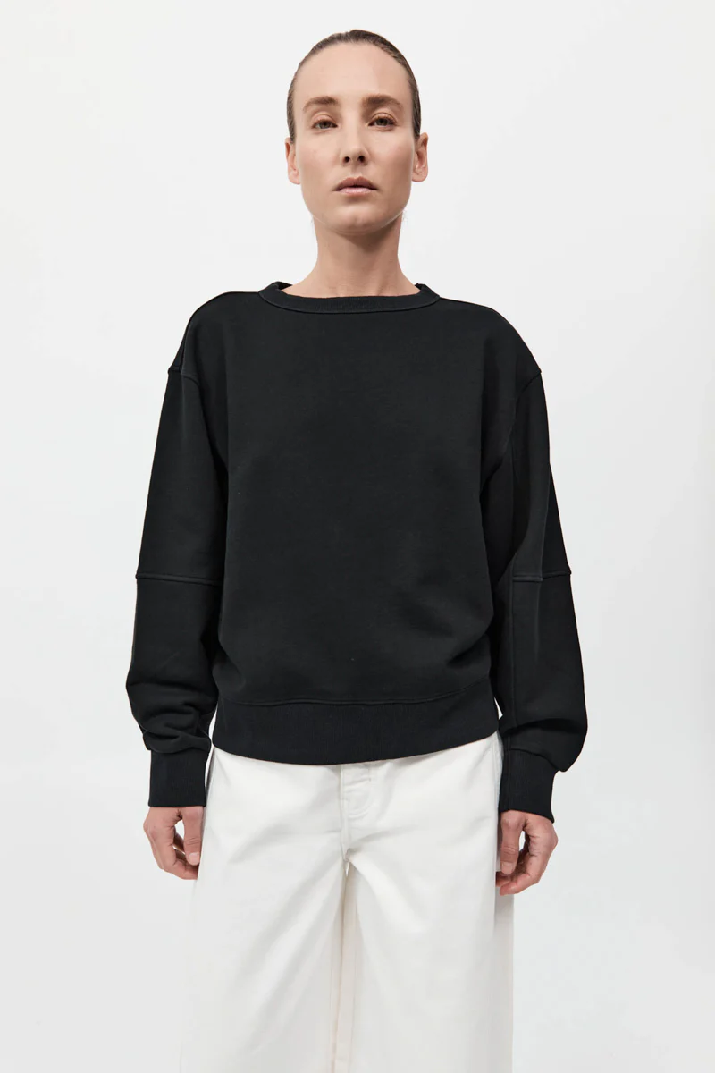 Organic Cotton Panelled Sweater - Black