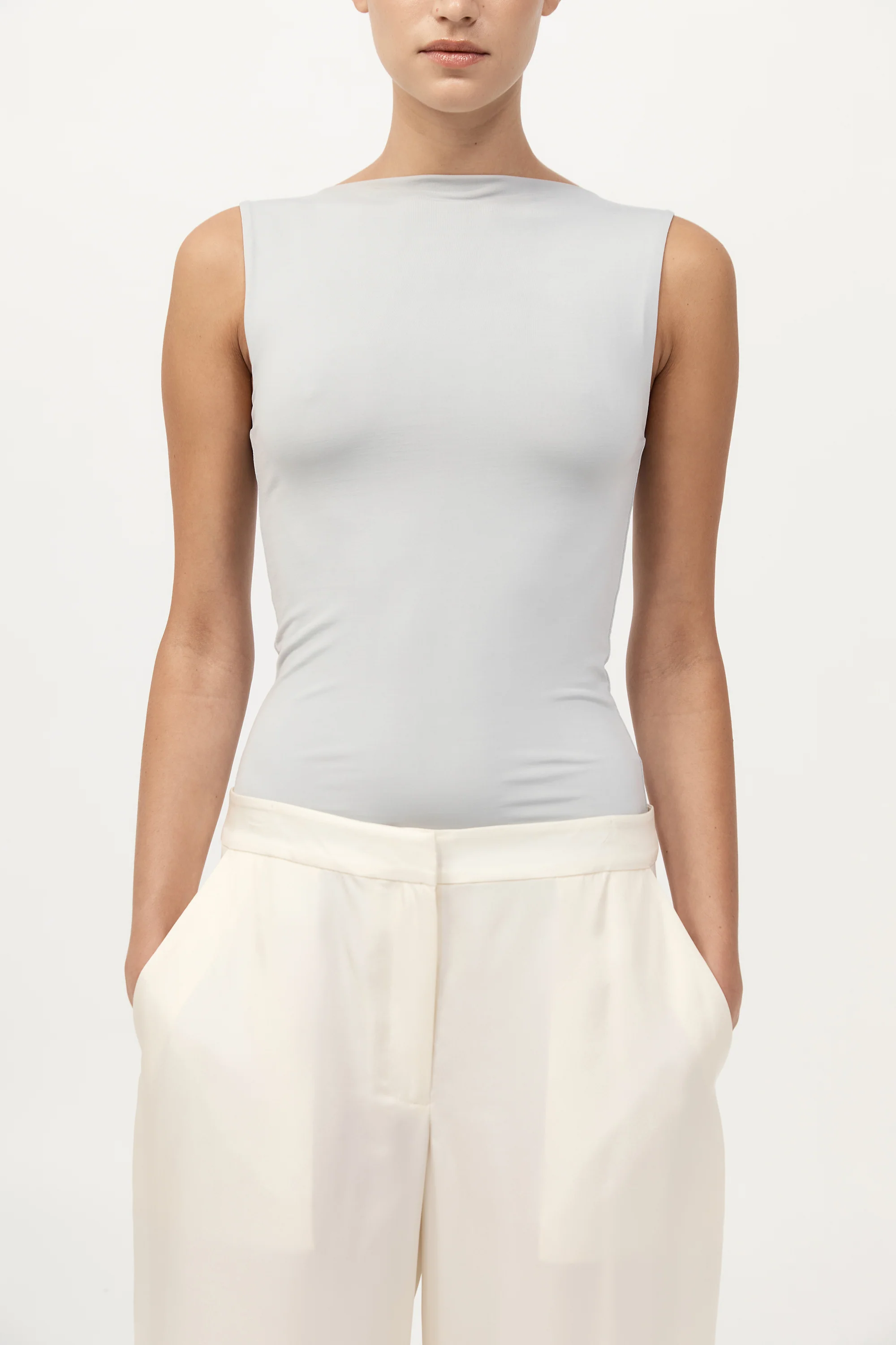 Cupro Jersey Top - Silver