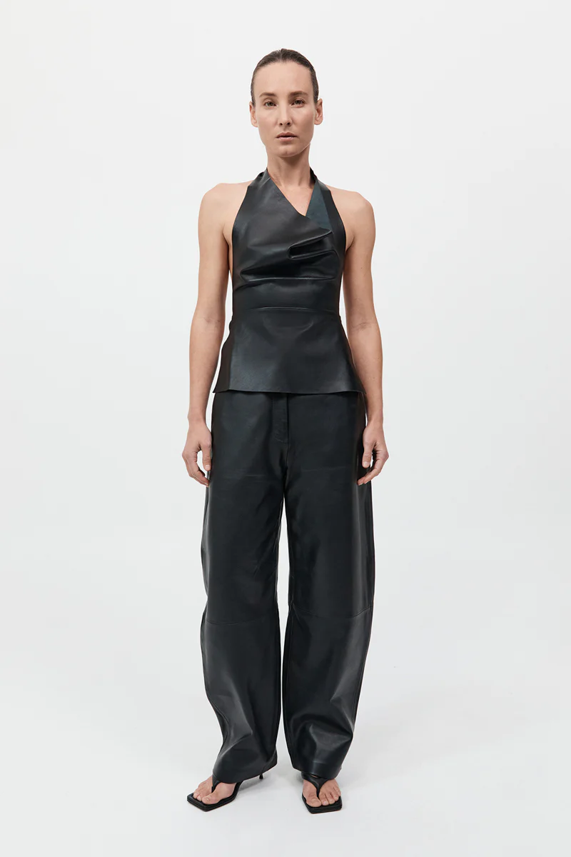 Leather Tie Top - Black