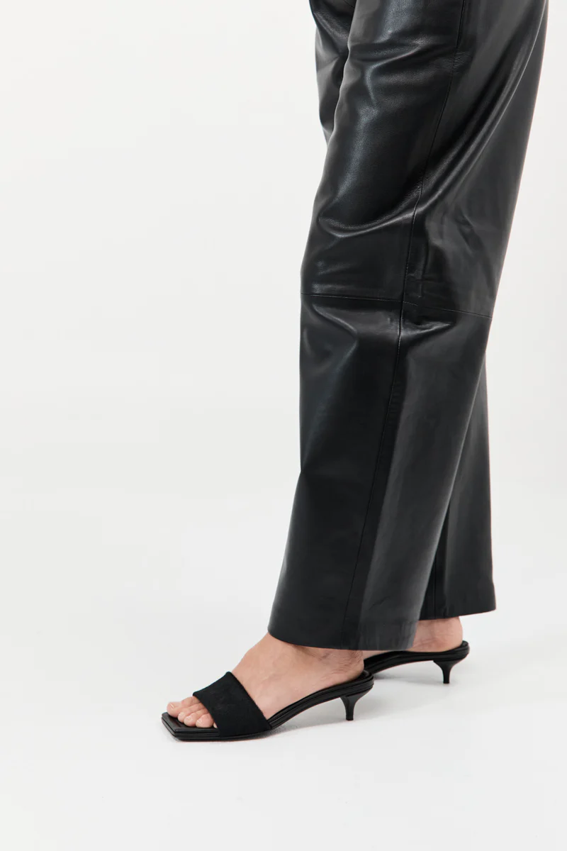 Pony Hair Minimal Heel - Black