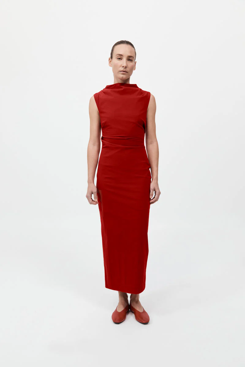 Soft Sculptural Dress - Rosso