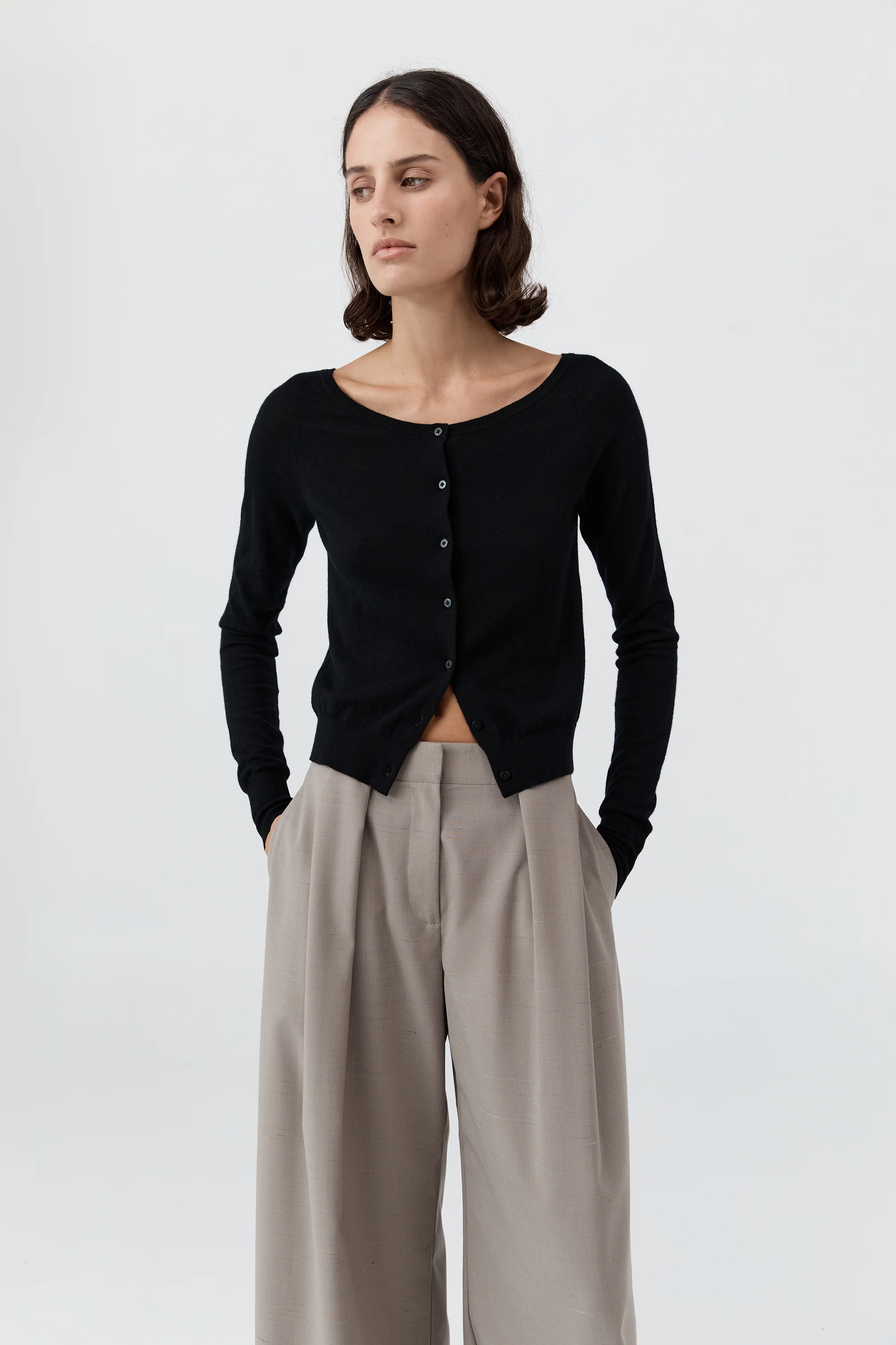 Merino Wool Ballet Cardigan - Black