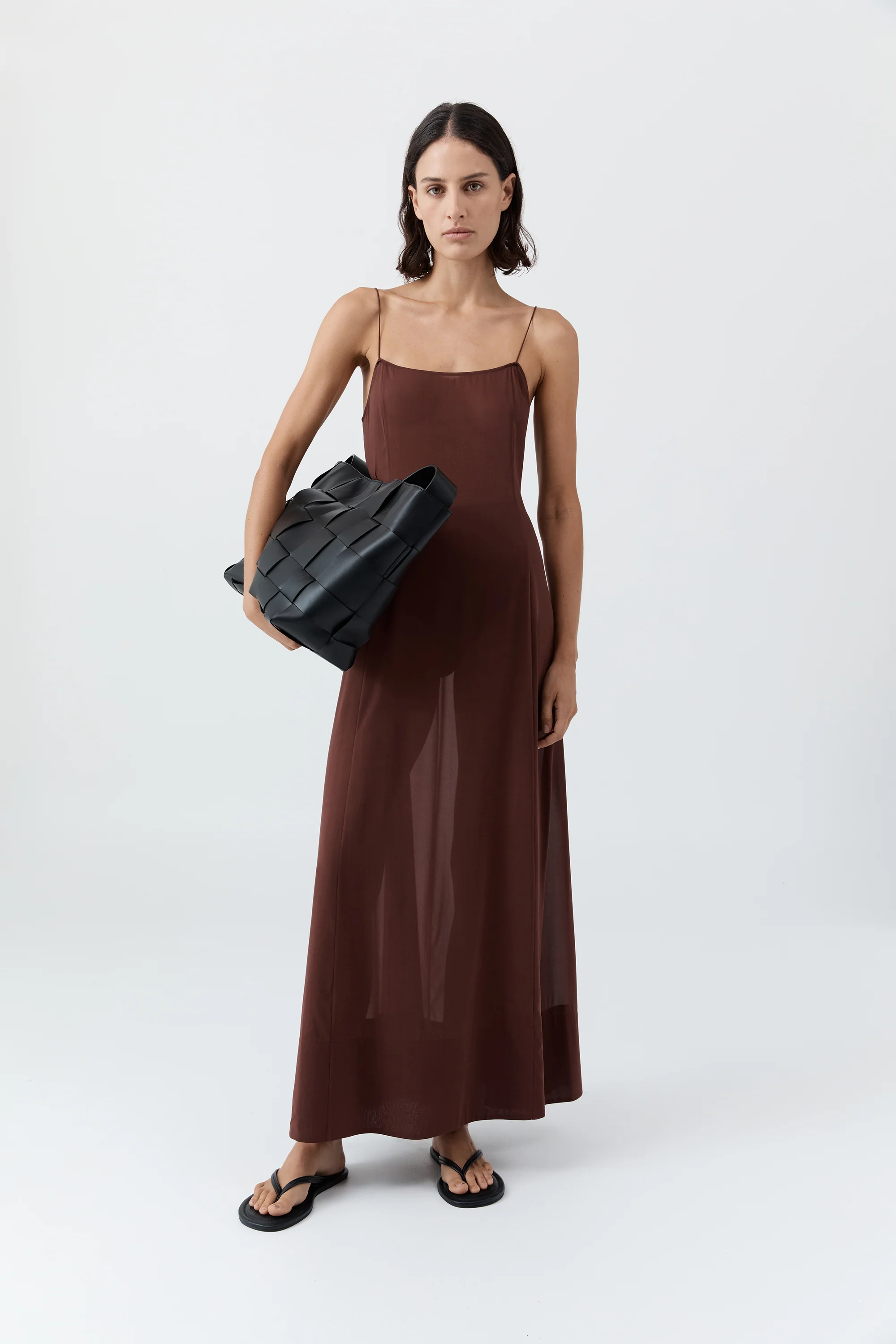 Sheer Silk Slip Dress - Liqueur