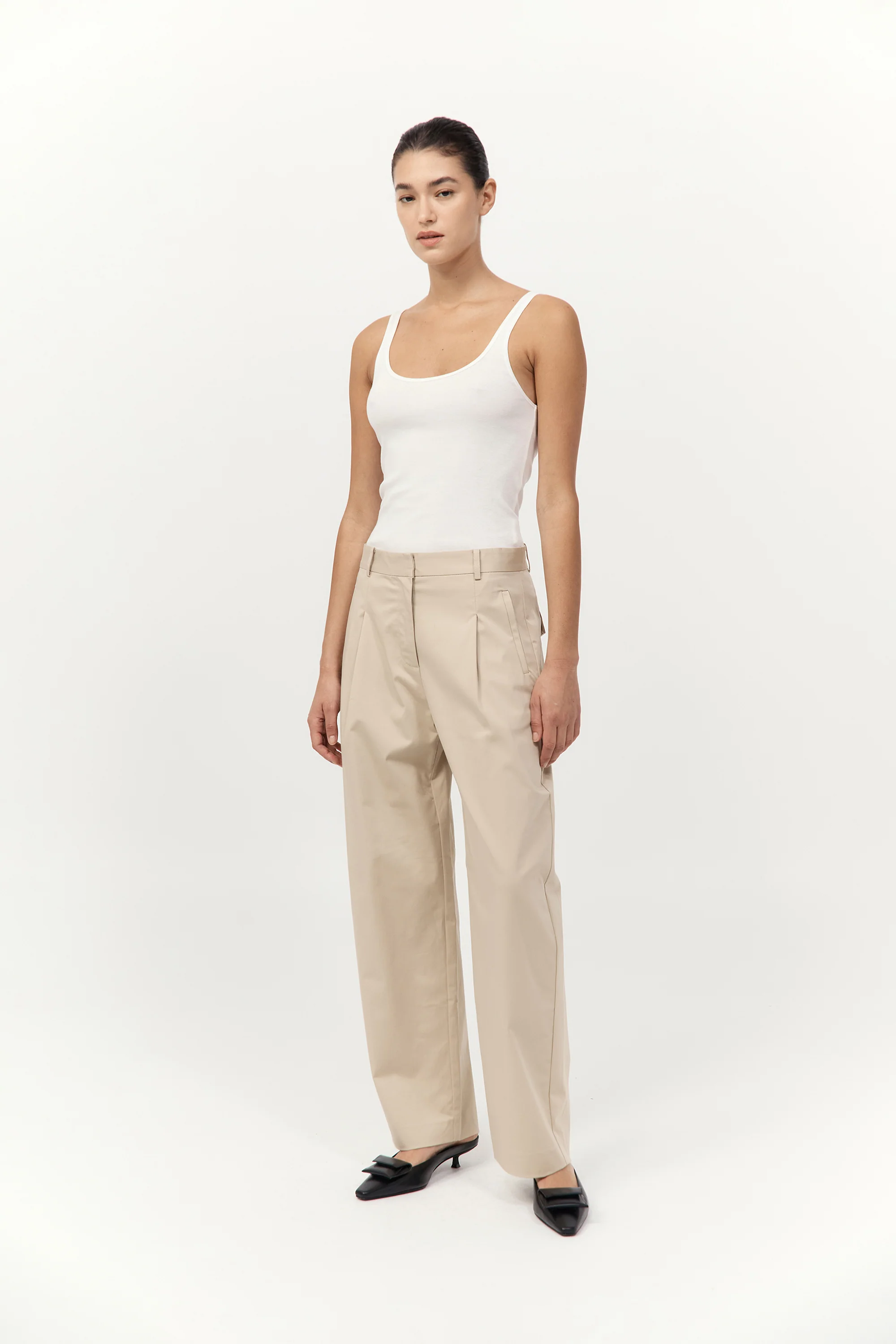 Cotton Barrel Leg Pants - Champagne