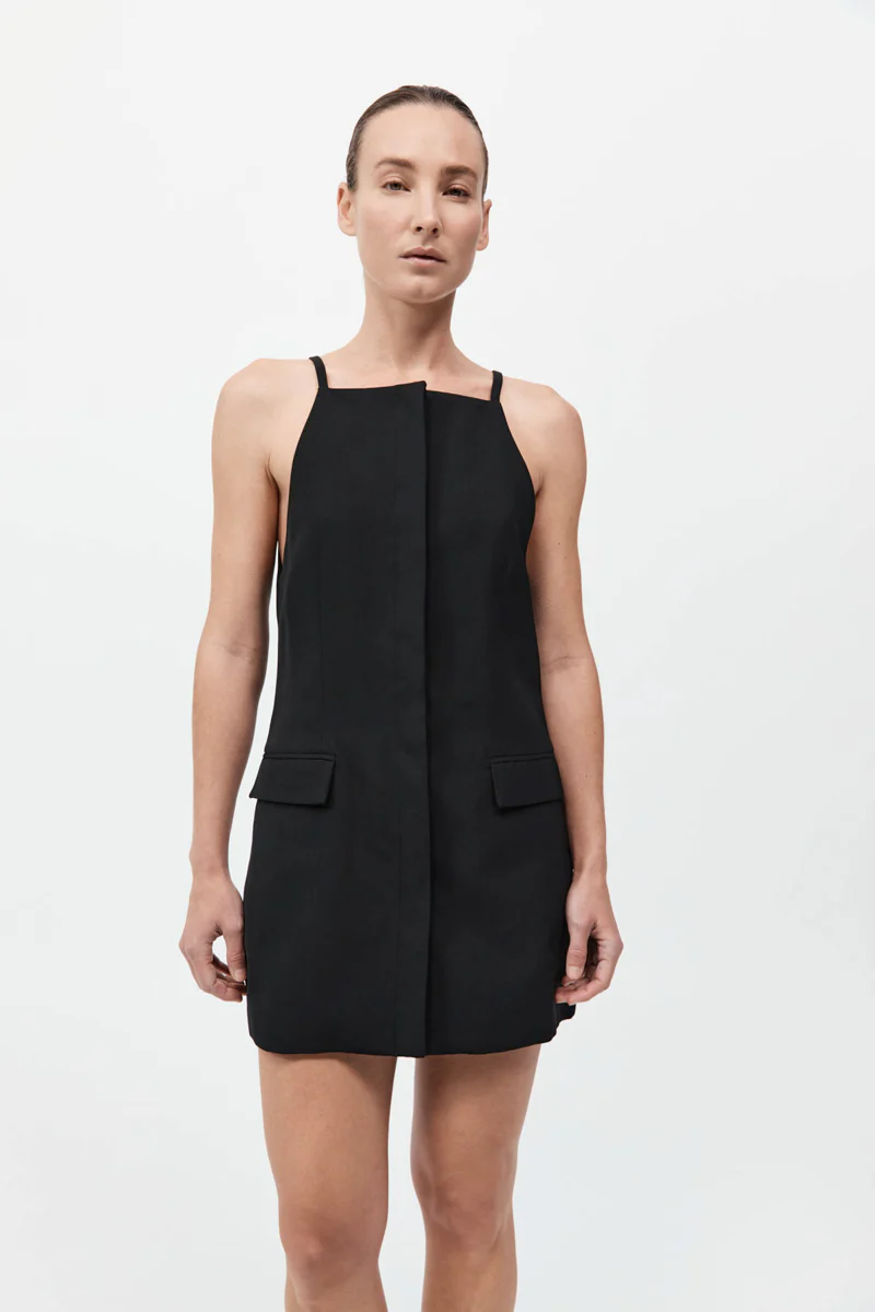Hybrid Tailored Mini Dress - Black