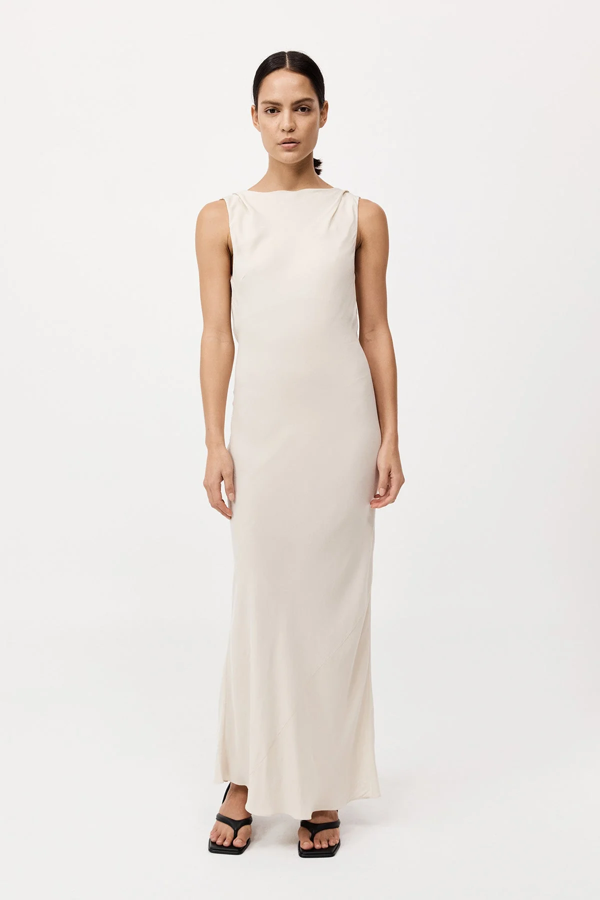 Draped Cowl Dress - Dove