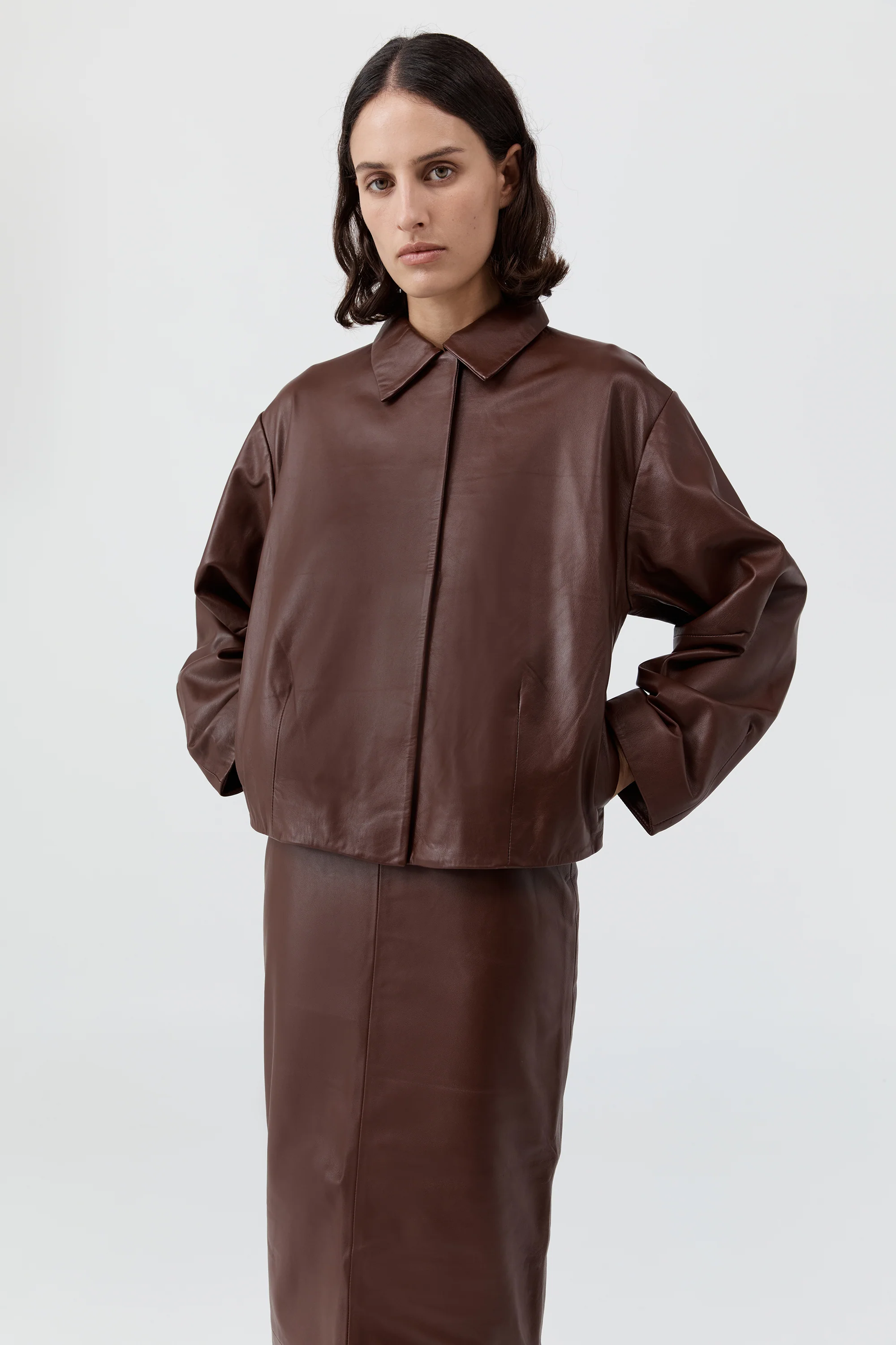Cocoon Leather Jacket - Rum