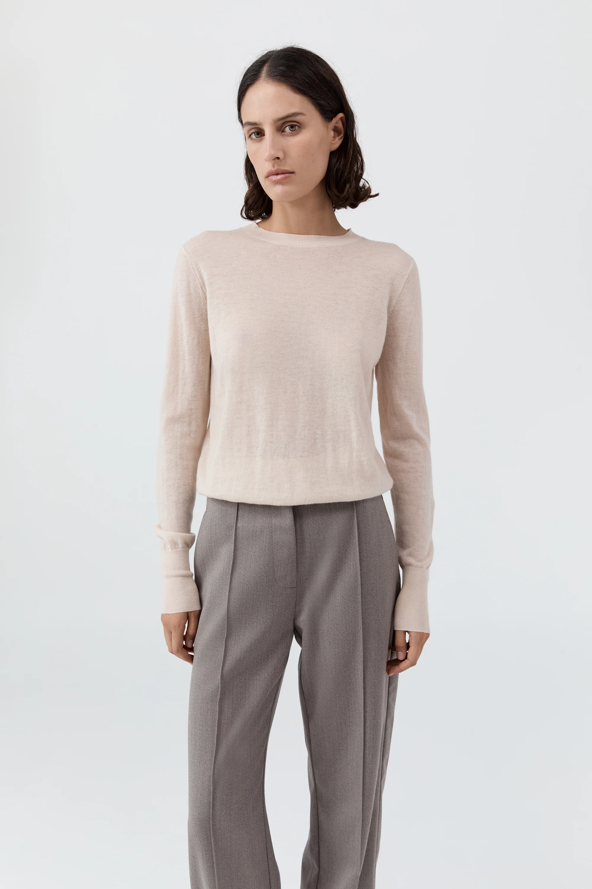 Merino Wool Slit Sleeve Sweater - Powder