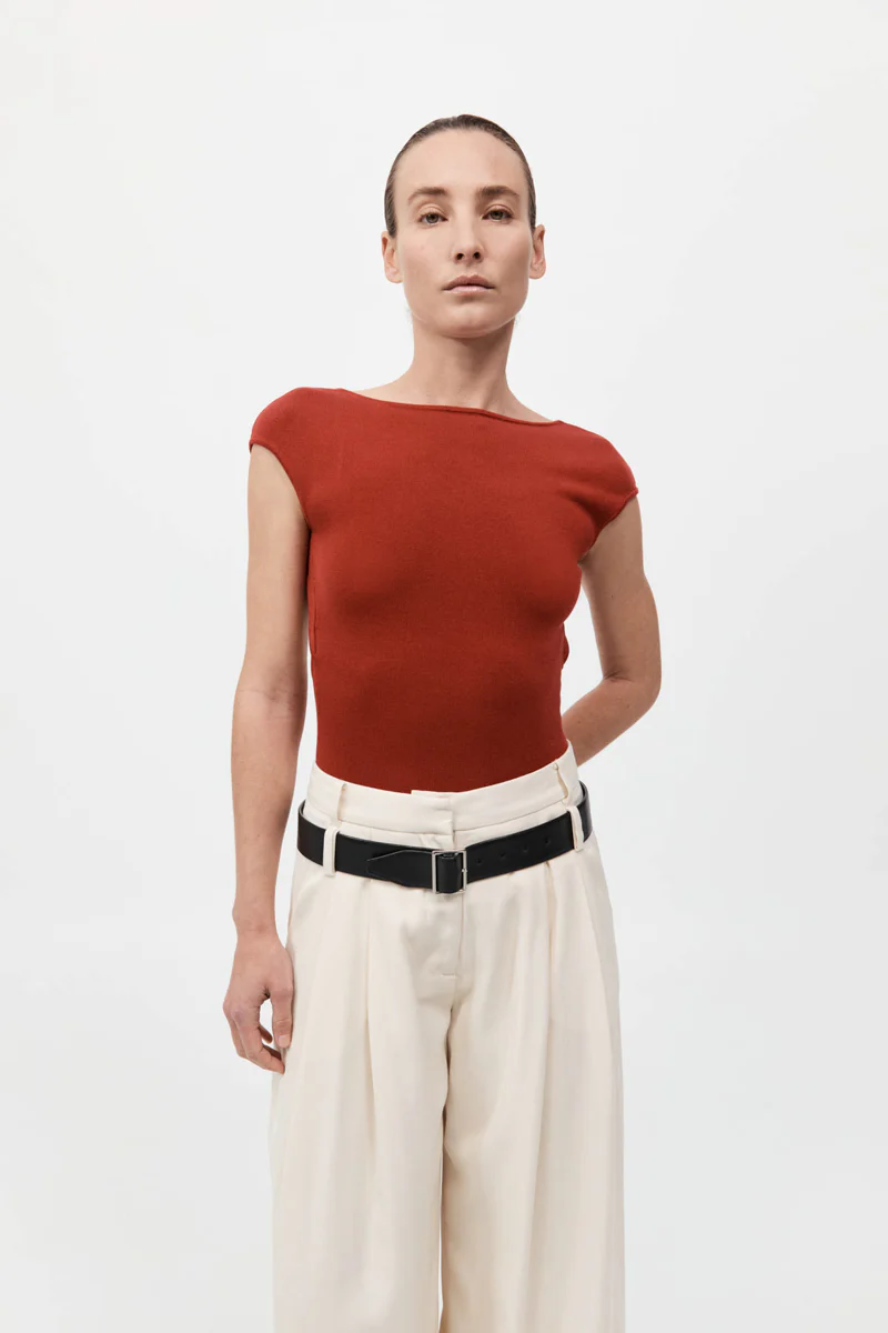 Sculpted Ballet Knit Top - Rosso