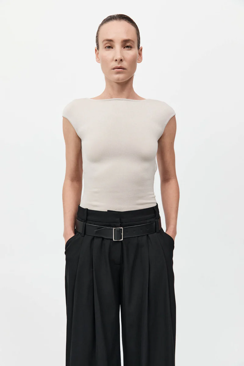 Sculpted Ballet Knit Top - Creme