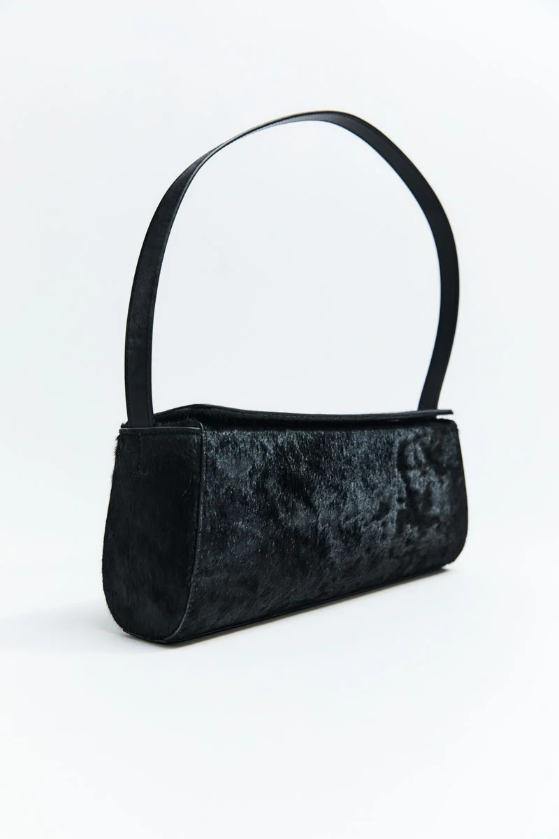 Pony Hair Baguette Bag - Black