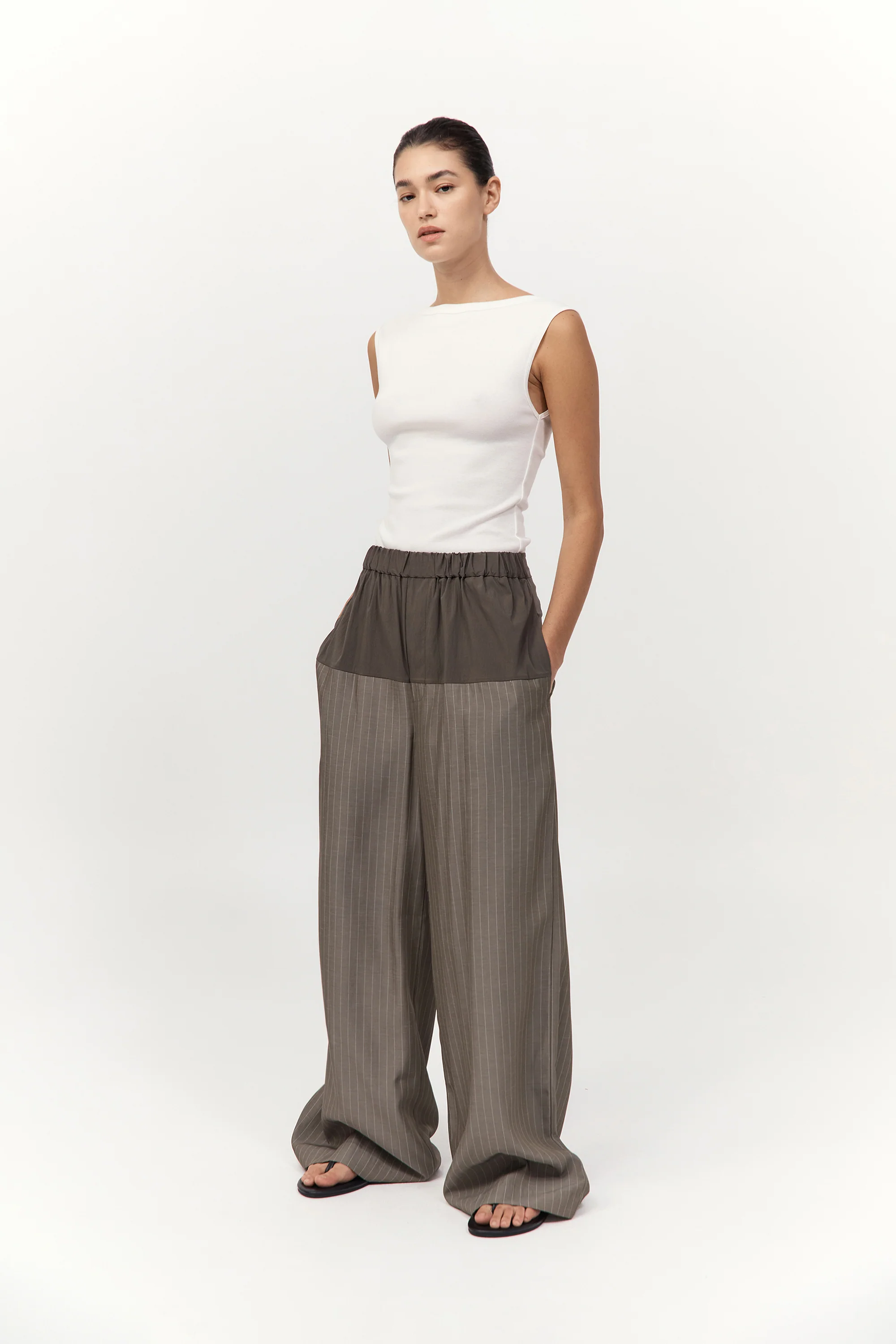 Relaxed Splice Pants - Khaki Pinstripe