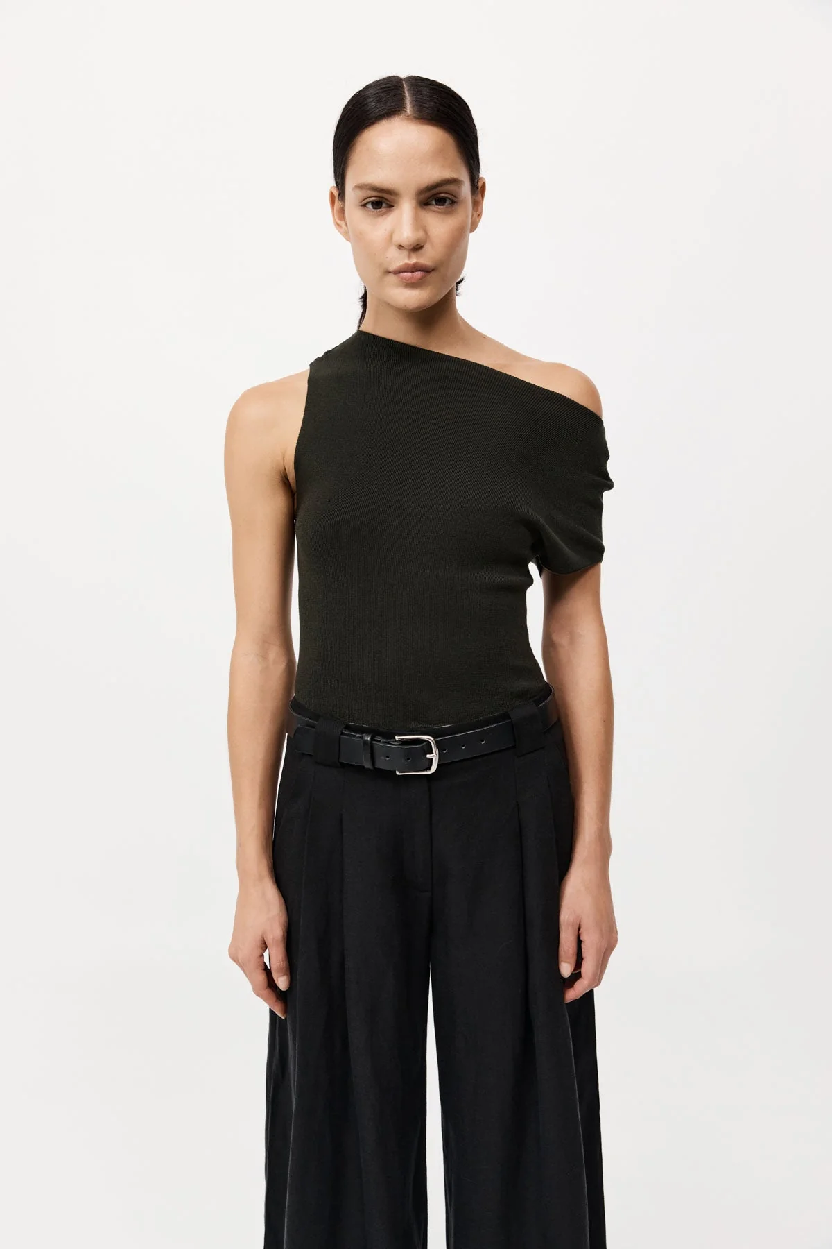 Asymmetric Knit Top - Basil