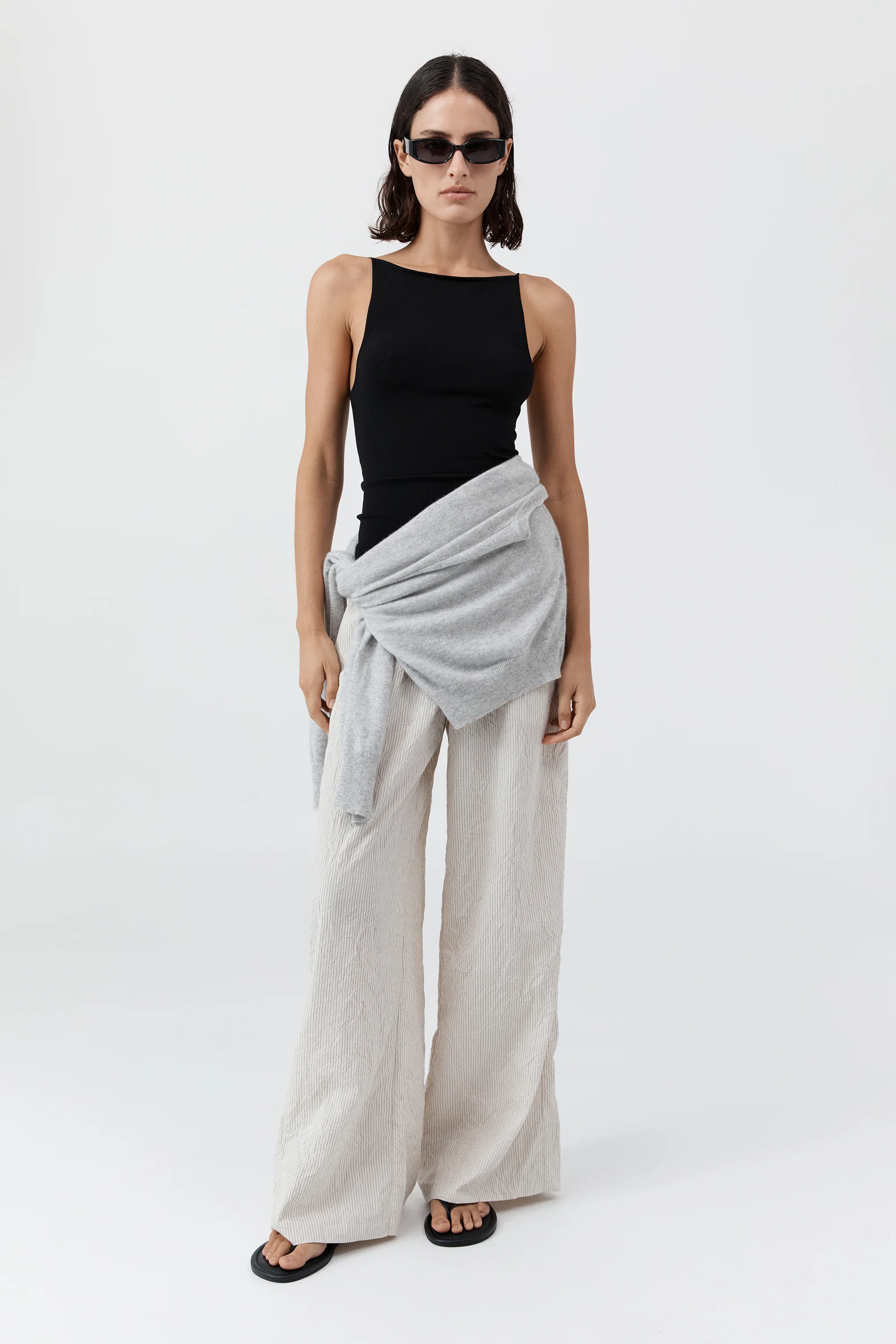 Relaxed Crushed Pant - Petite Pinstripe