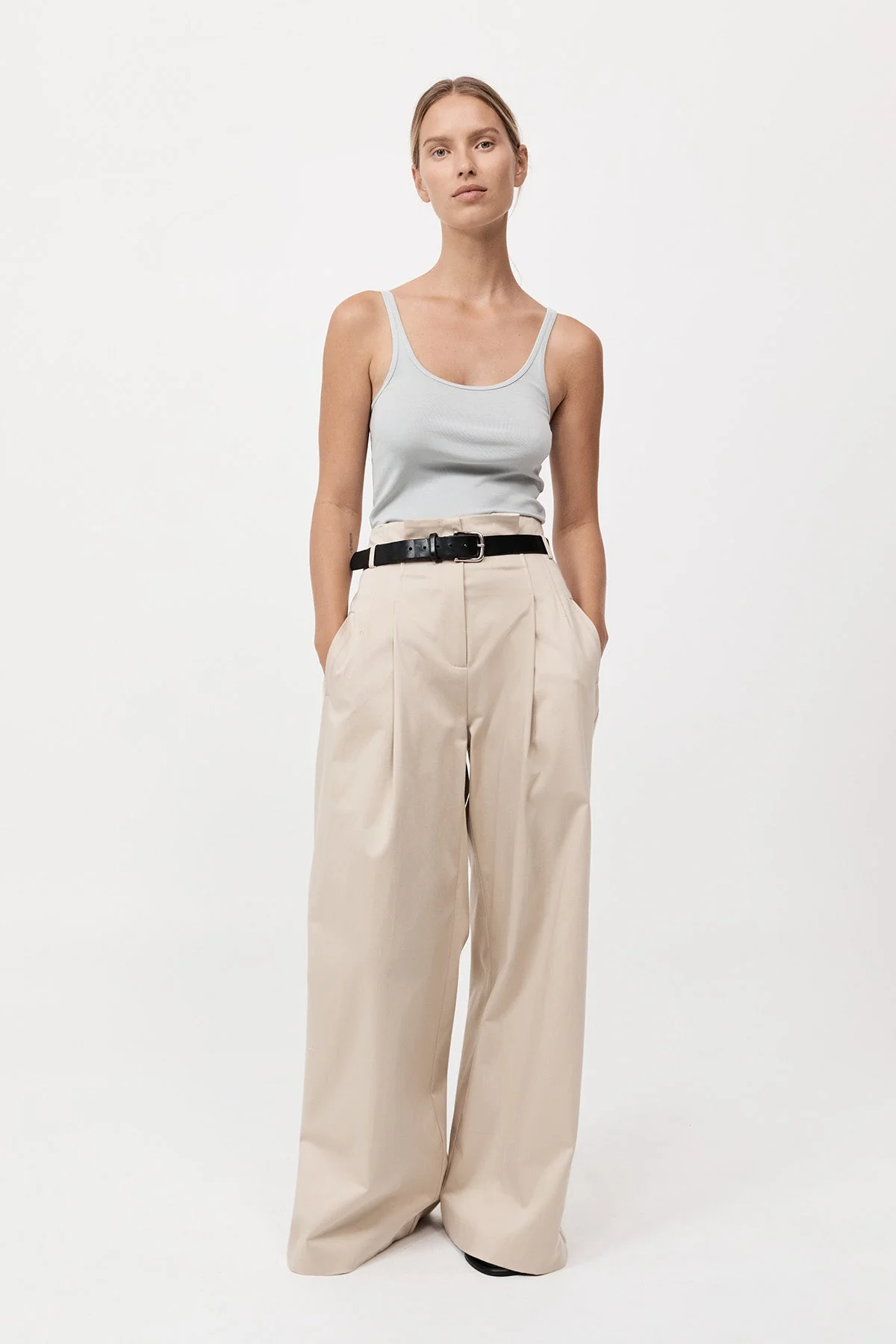 Organic Cotton Slim Scoop Tank - Silver