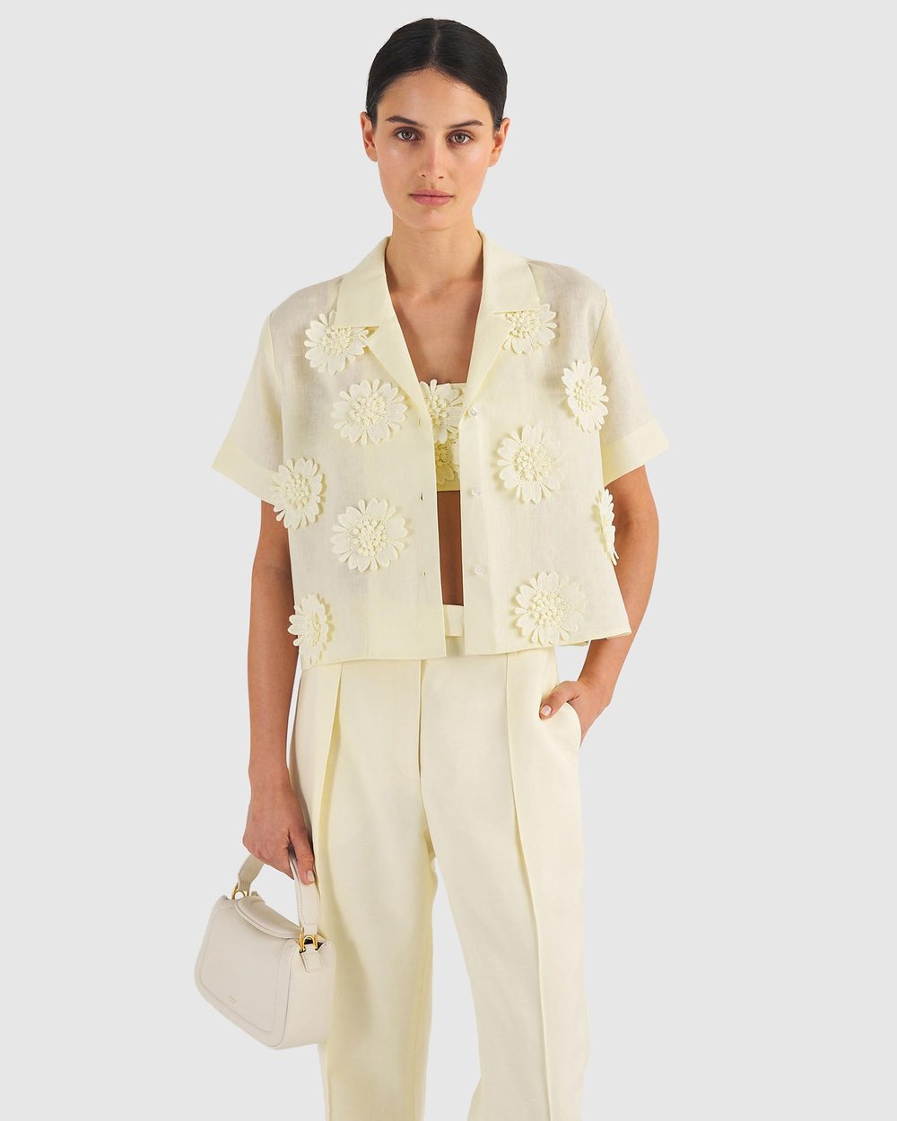 Crop Lace Poppy Camp Shirt