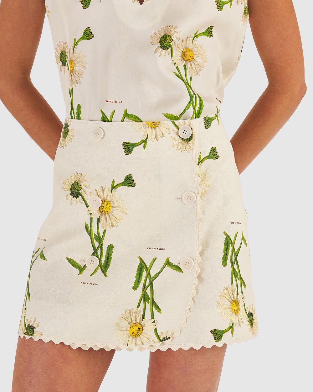 Field Daisy Linen Wrap Skirt