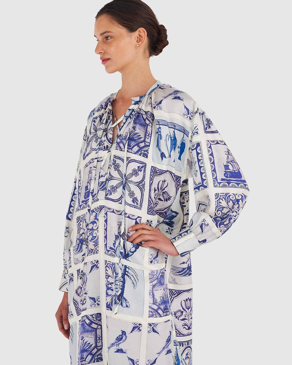 Tile Print Short Sleeve Dress