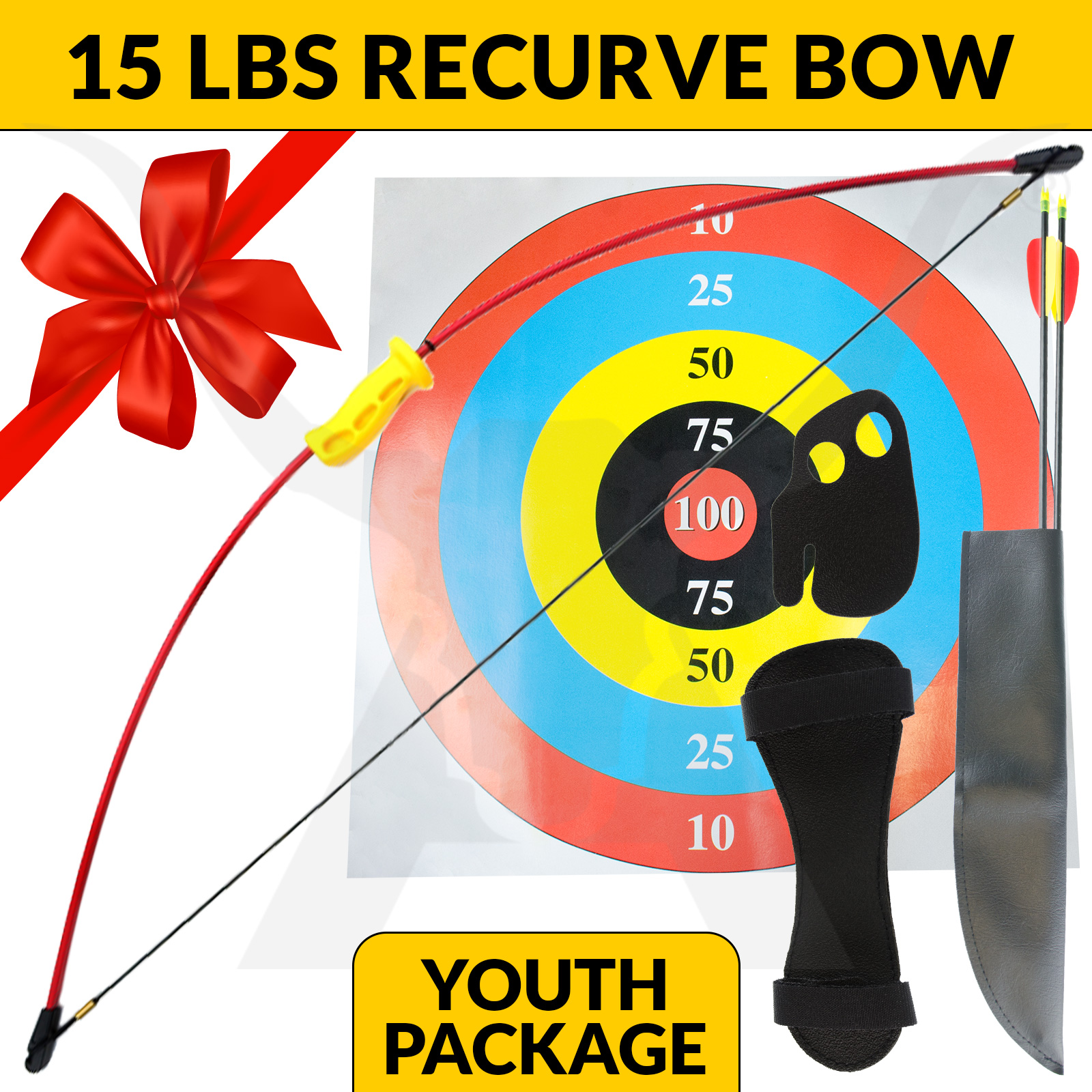 15LBS KIDS LONGBOW SET - RED