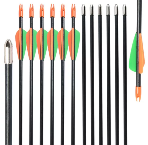 Zone Archery Kids Fiberglass Arrows - 26 Inch - 12 Pack