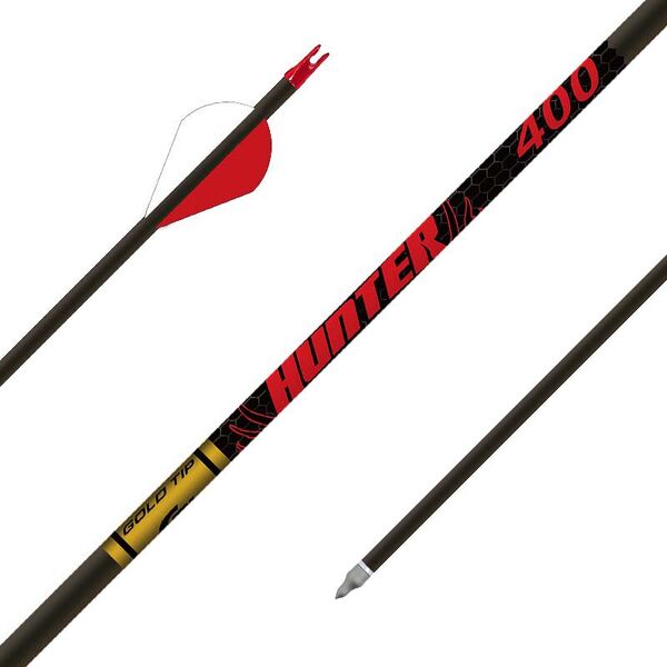 Gold Tip Hunter Fletched Carbon Arrows 12 Pack / 300