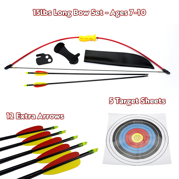 Kids Archery Gift Set - 15lbs Red LongBow