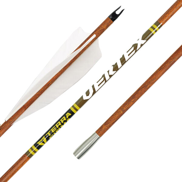 Terra Firma VERTEX TRADITIONAL 5mm Fletched Arrows - 12 Pack - 500 - Ironbark