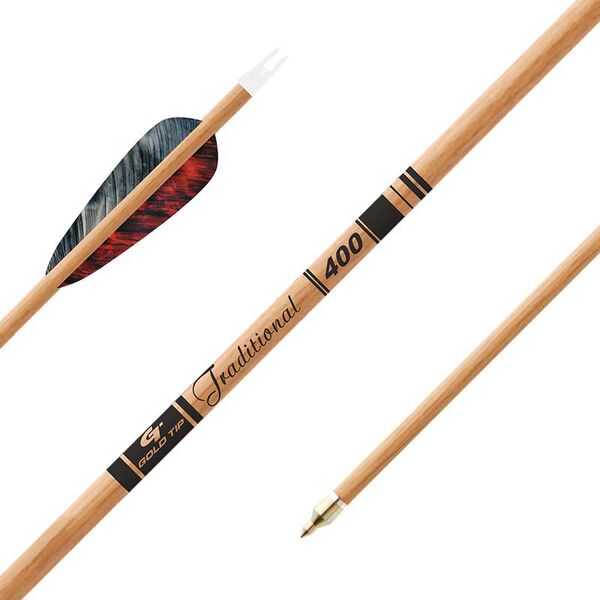 Gold Tip Traditional Fletched Carbon Arrows 6 Pack / 340