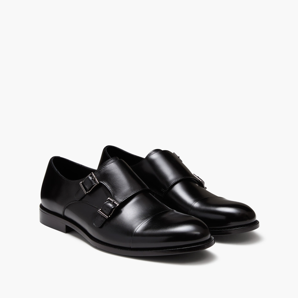 Balmoral Black Monk Strap Shoes