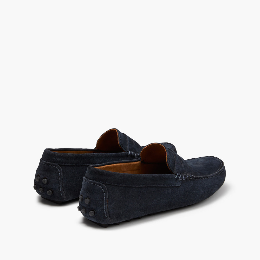 Carney Navy Suede Driving Shoes