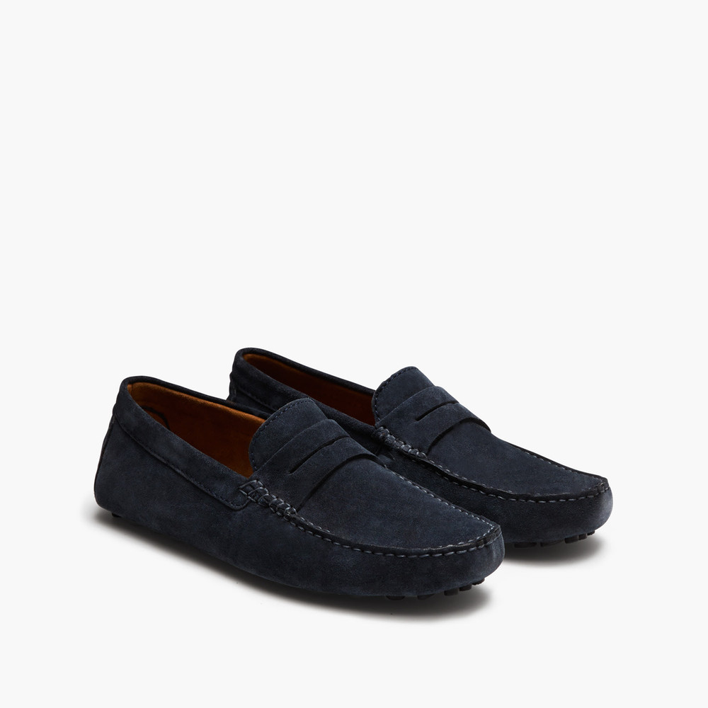 Carney Navy Suede Driving Shoes