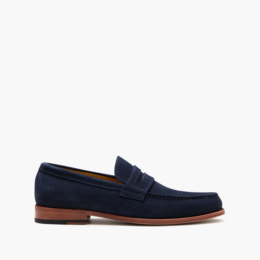 College Suede Navy Loafers