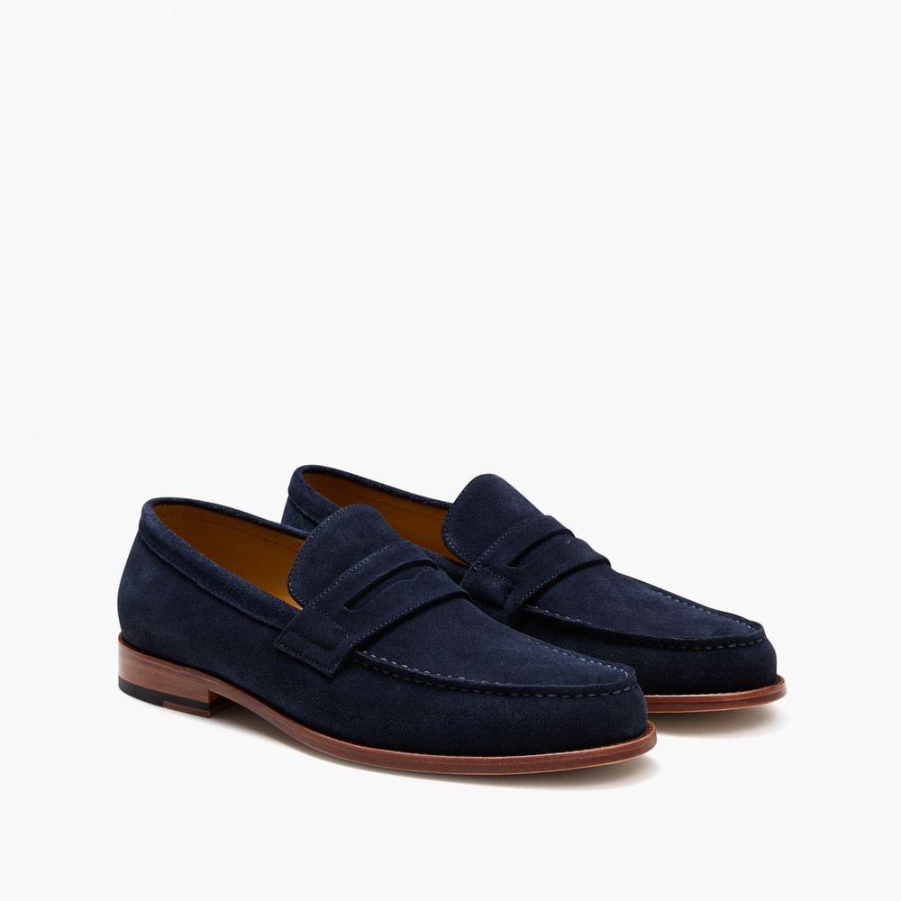 College Suede Navy Loafers