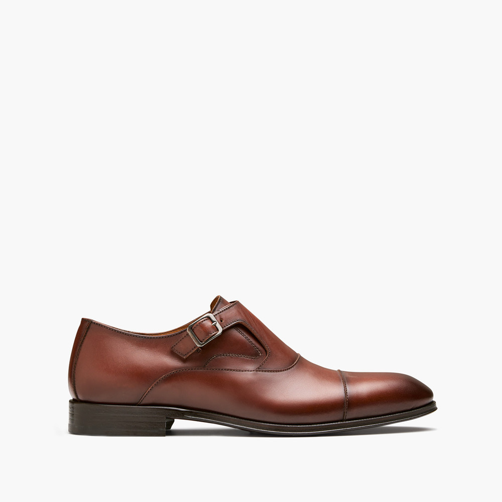 Banks Cognac Monk Strap Shoes
