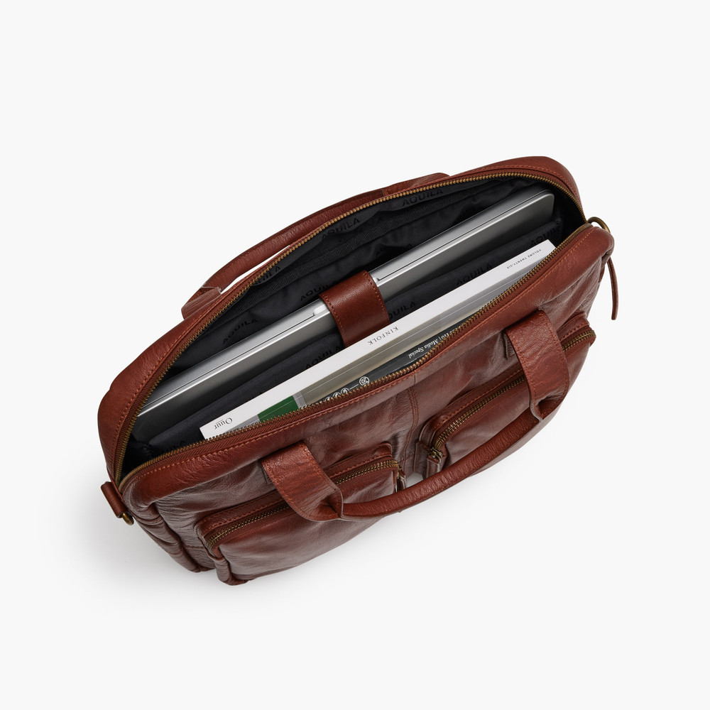 Hugo Cognac Briefcase