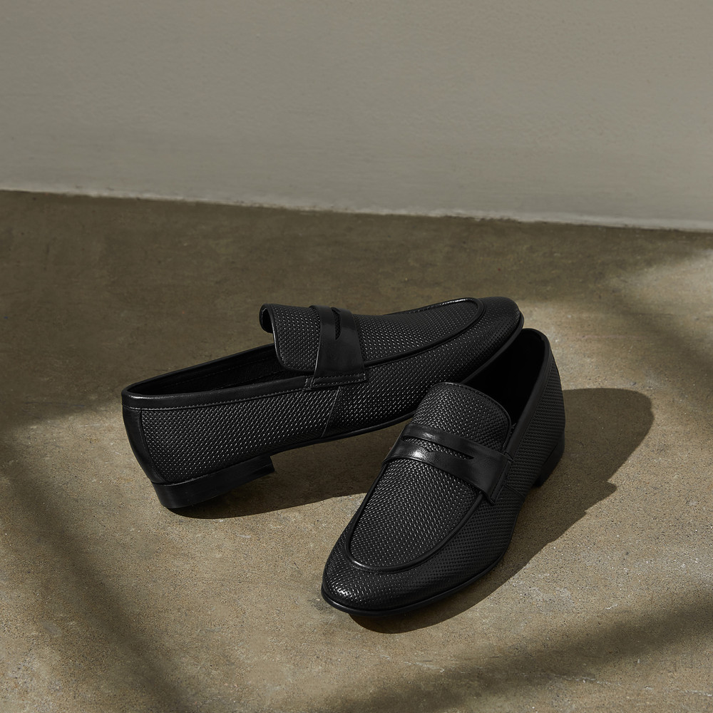 Cavarra Black Penny Loafers