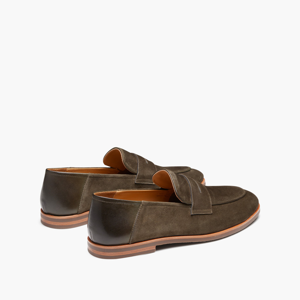 Giacomo Olive Suede Loafers