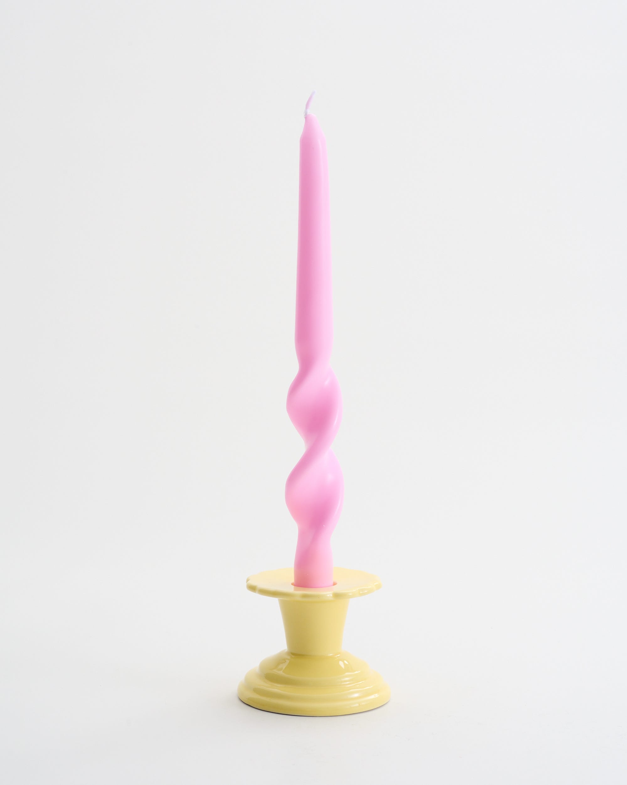 Flower Ceramic Taper Candle Holder Yellow