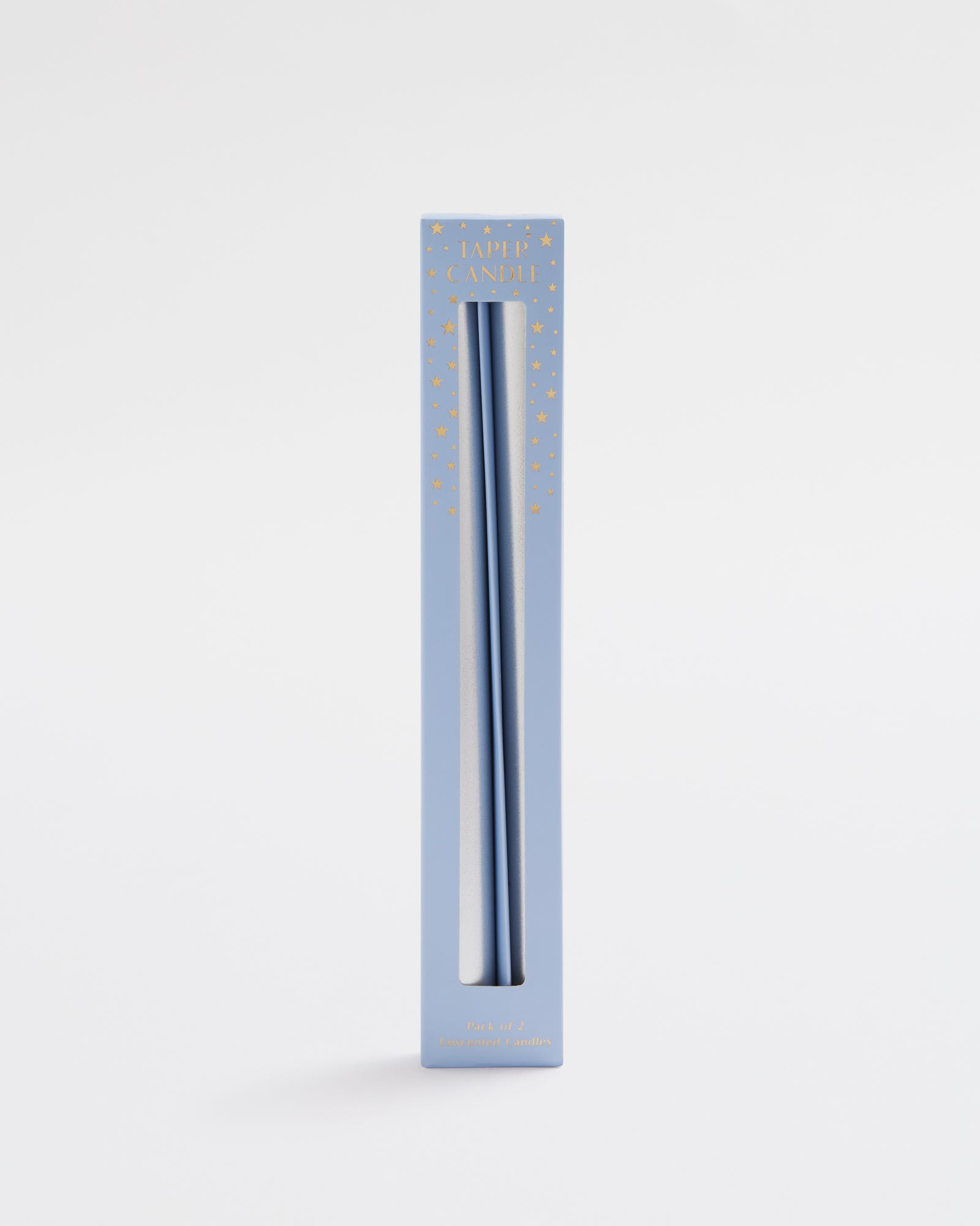 Unscented Silver Taper Candle 2pk