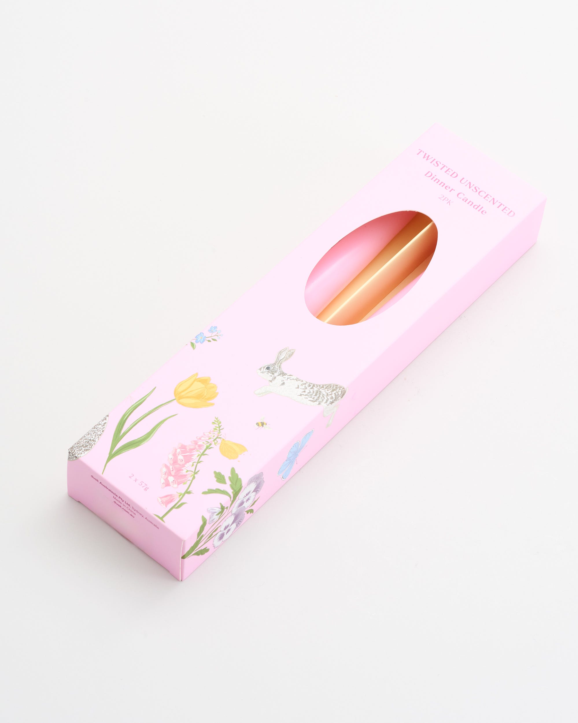 Twisted Unscented Taper Candles Pink 2PK