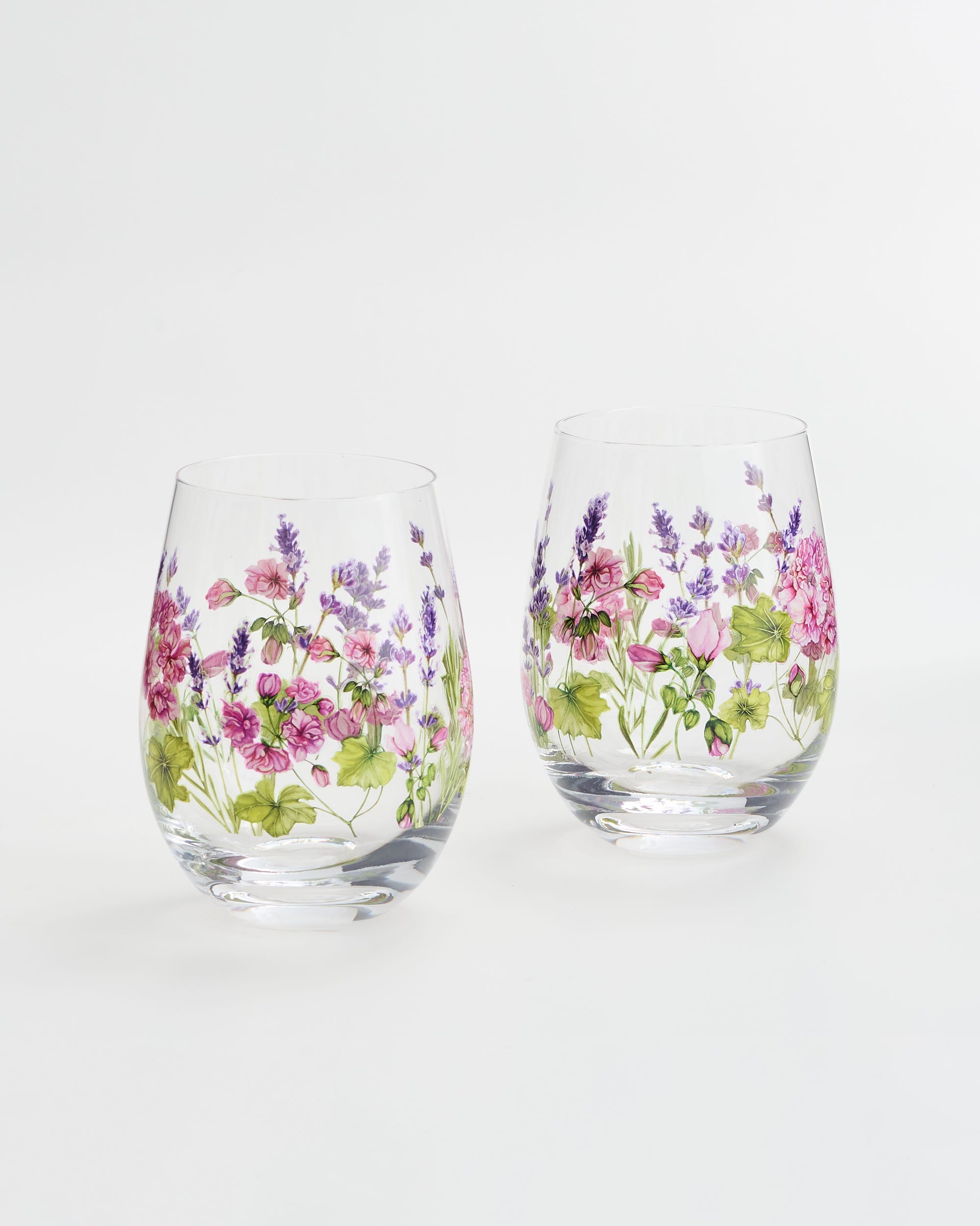 Serene Flowers Wine Glasses 2 Pieces