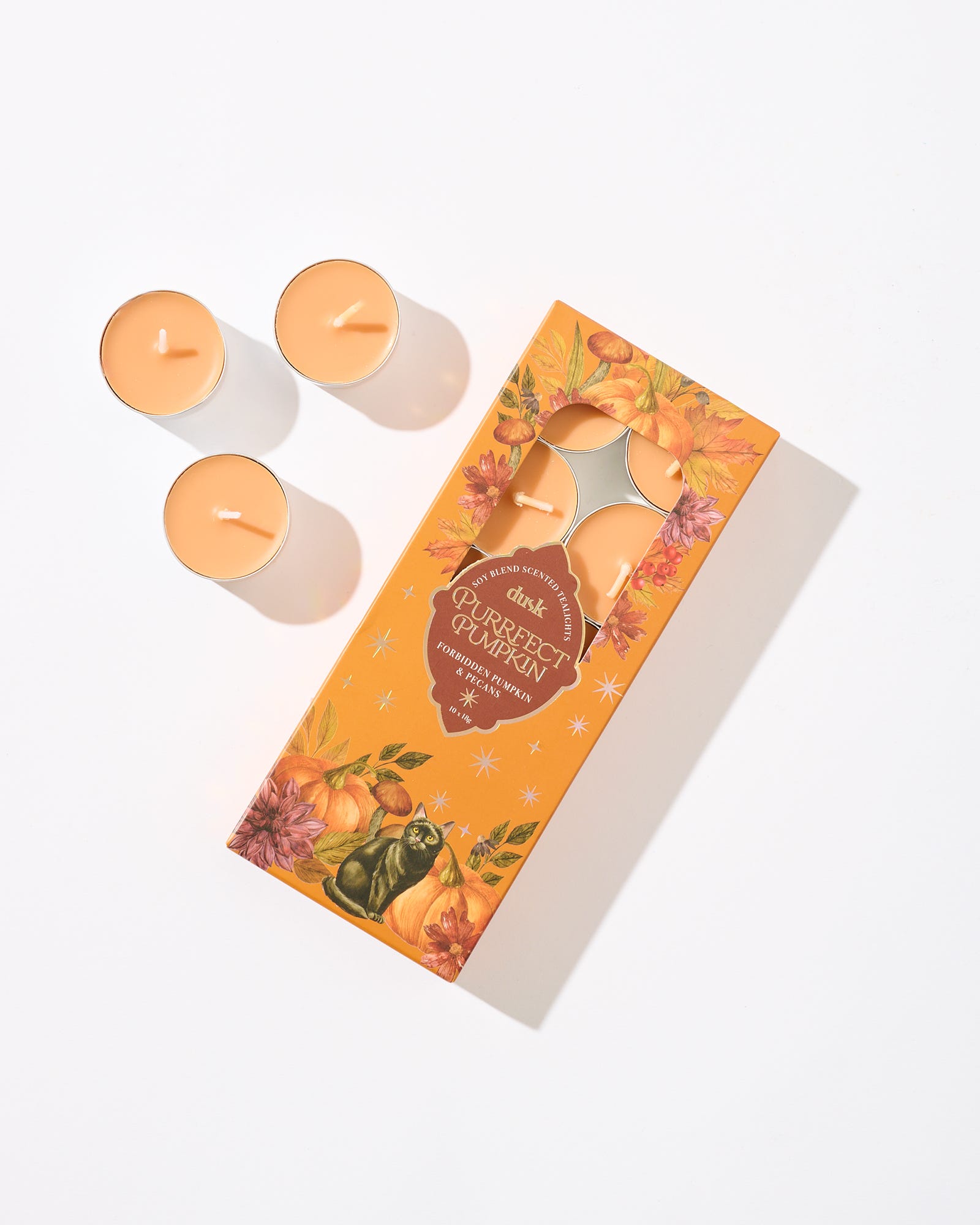 Purrfect Pumpkin Soy Blend Scented Tealights 10 x 18g