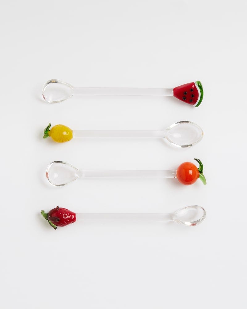 Fruit Salad Handblown Glass Drink Spoons 4pk