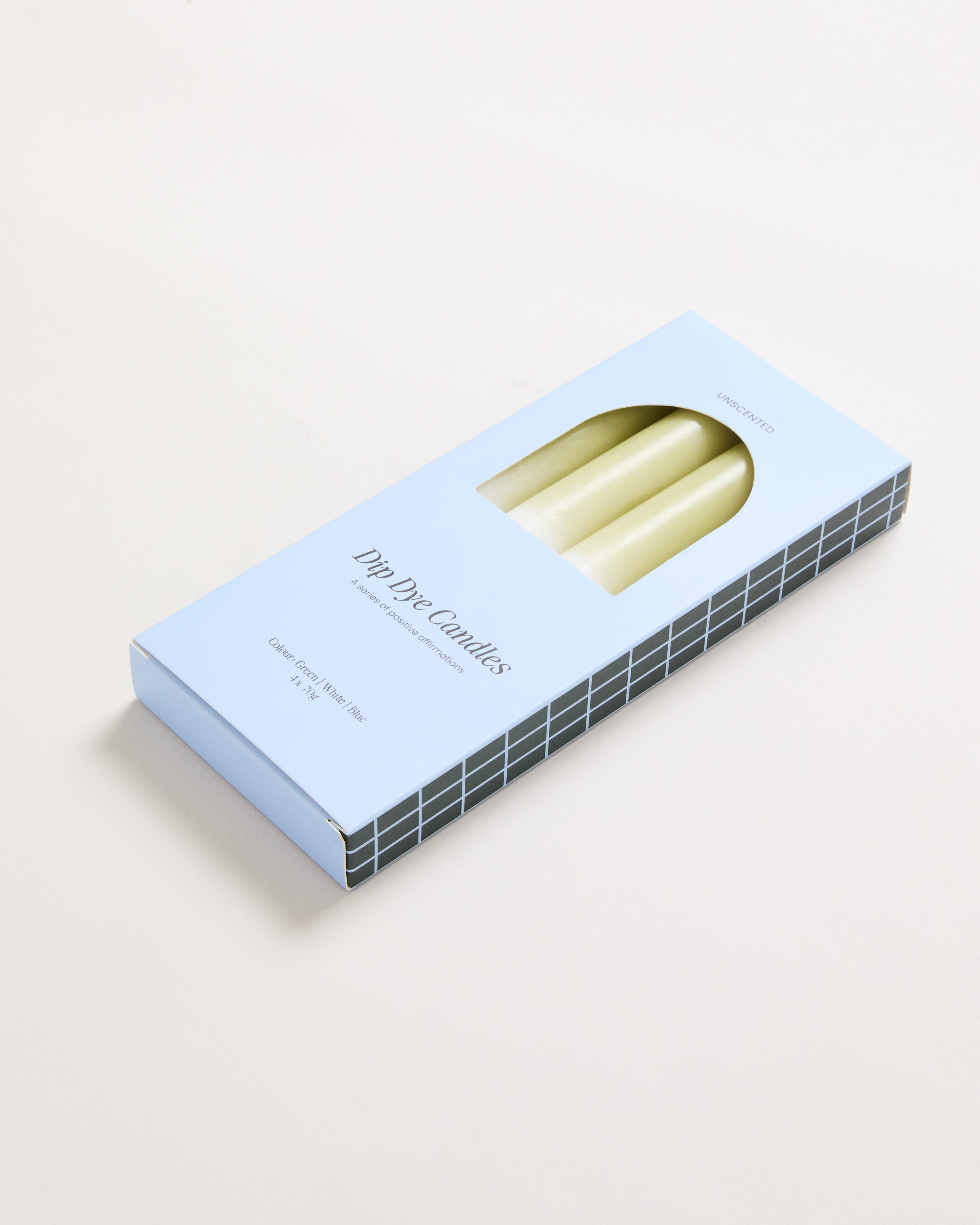 Unscented Ombre Taper Candles 4pk - Green & Blue