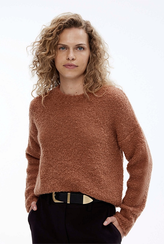 Boucle Crew Neck Knit - Camel